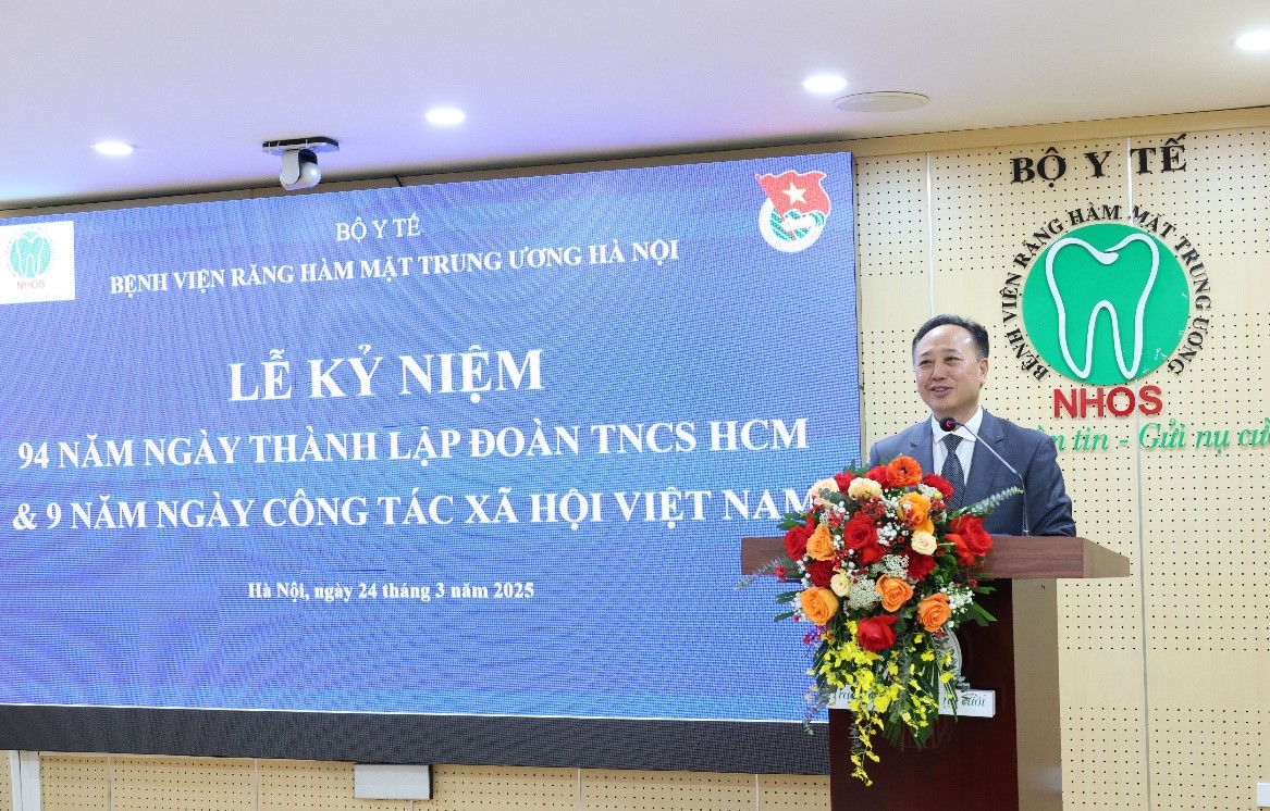 PGS.TS Trần Cao Bính, Bí thư Đảng ủy, Giám đốc bệnh viện phát biểu 